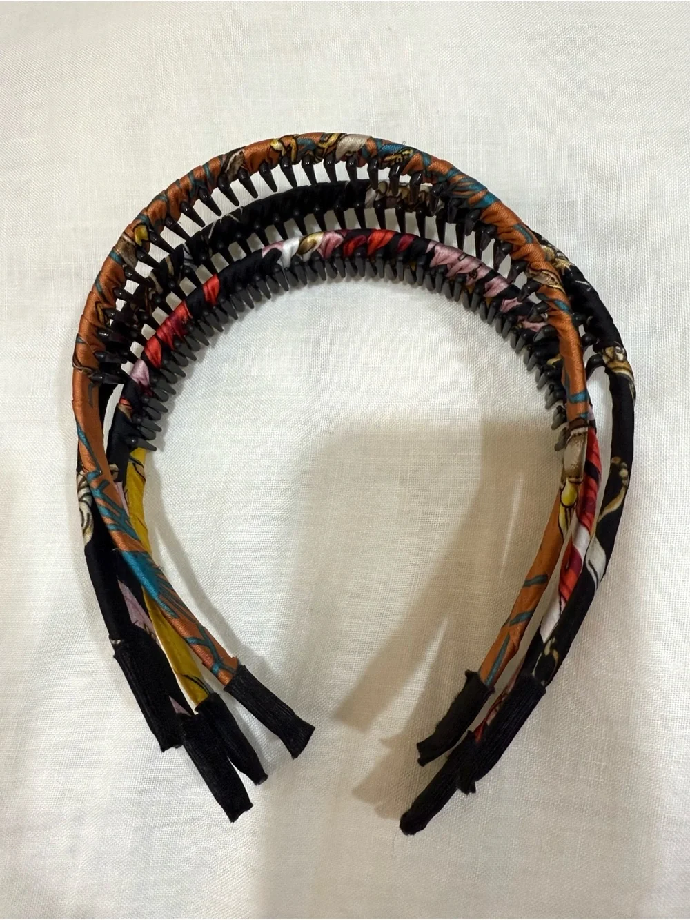 Patterned Satin Wrapped Combed Headbands - Multicolor 4